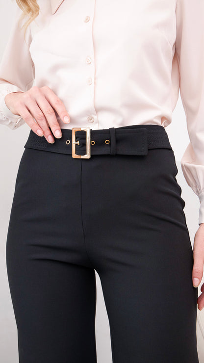 Pantalón de vestir con correa nerea negro