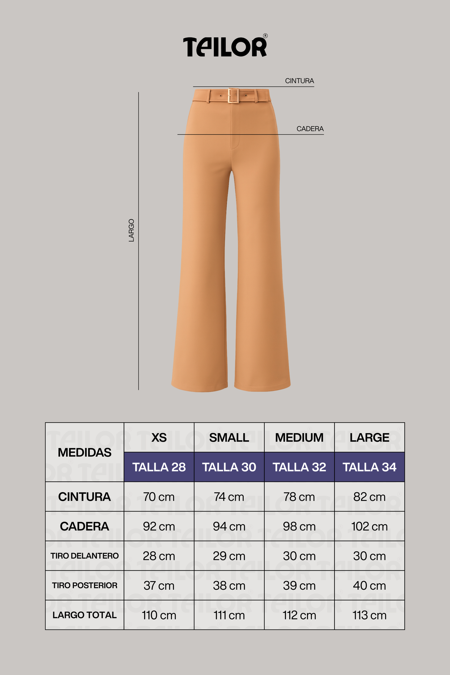 Pantalon de vestir con correa nerea camello