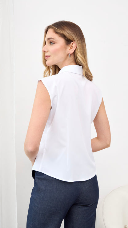 Blusa con lazo manga cero iris blanco