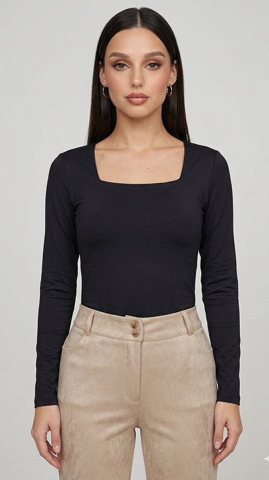 POLO CUELLO CUADRADO MIA NEGRO