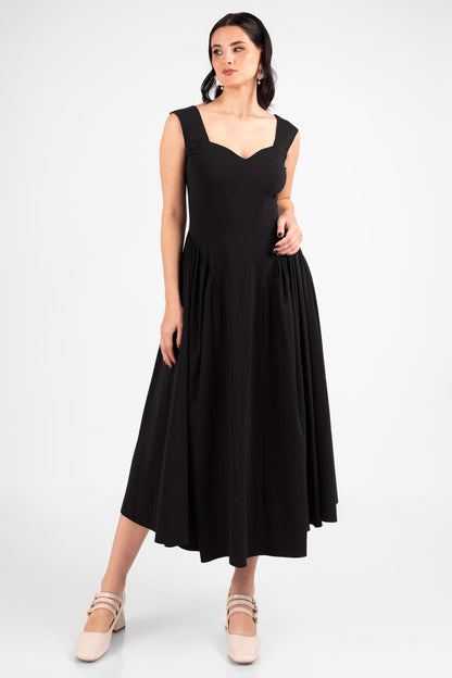 VESTIDO CASUAL CON VUELOS ELAH NEGRO