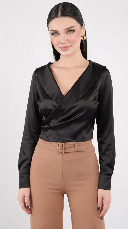 BLUSA ENVOLVENTE DE SATIN AGATHA NEGRO