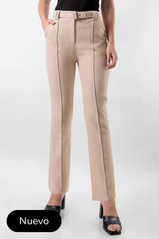 PANTALÓN CON CINTURÓN GALICIA BEIGE