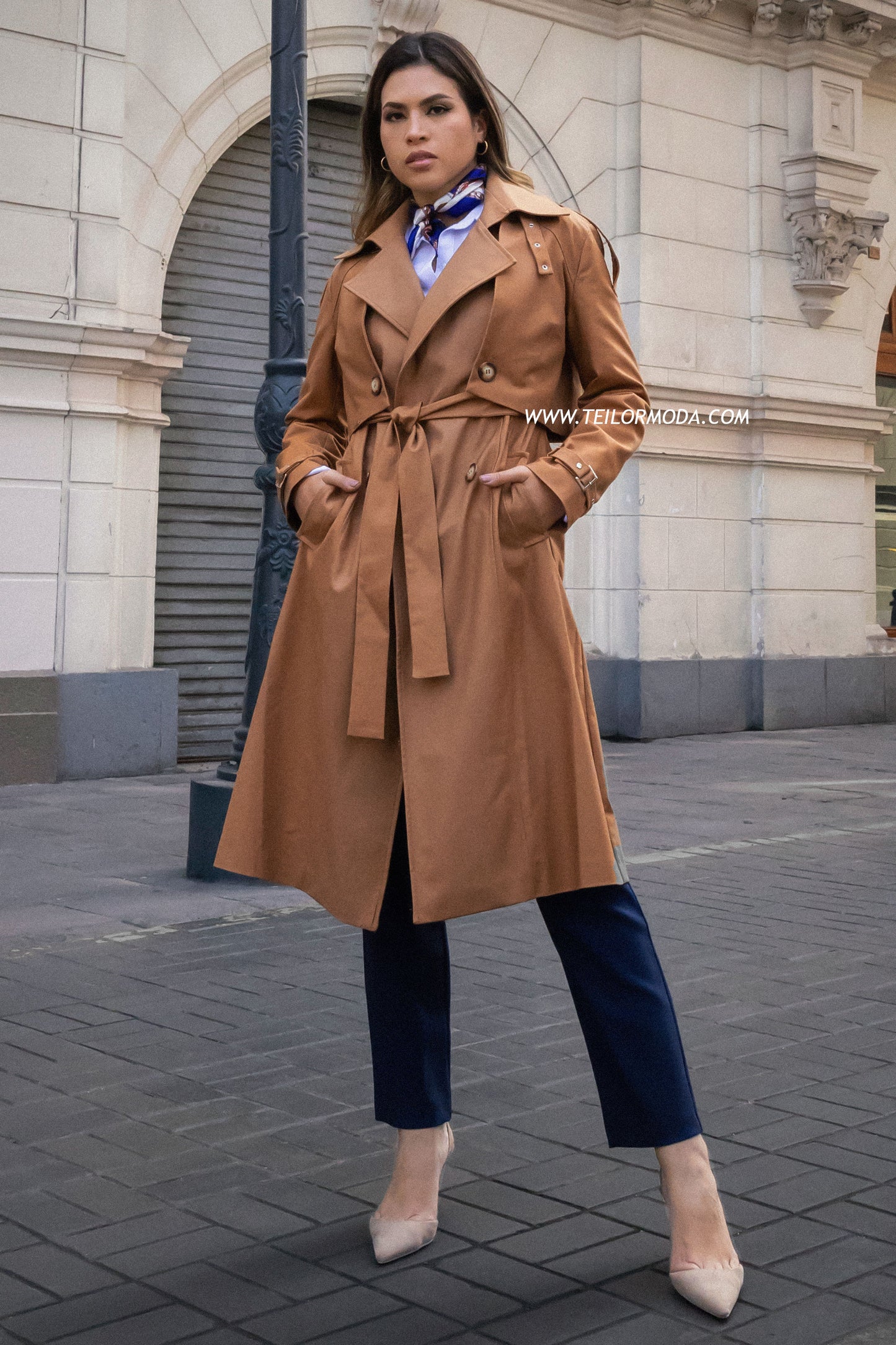 TRENCH COAT GABARDINA ELIZA CAMELLO