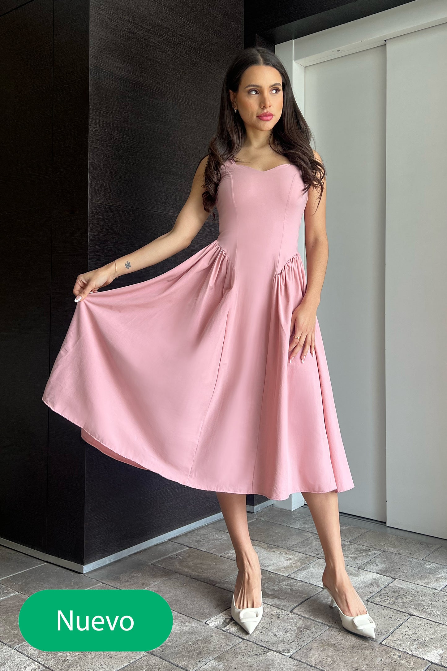 VESTIDO CASUAL CON VUELOS ELAH ROSADO