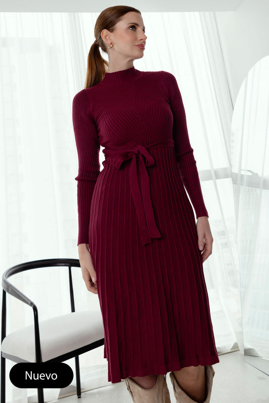 VESTIDO DE HILO FELICIA BORGOÑA