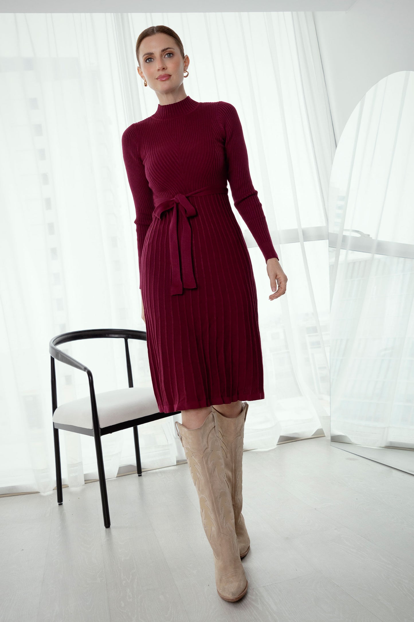 VESTIDO DE HILO FELICIA BORGOÑA
