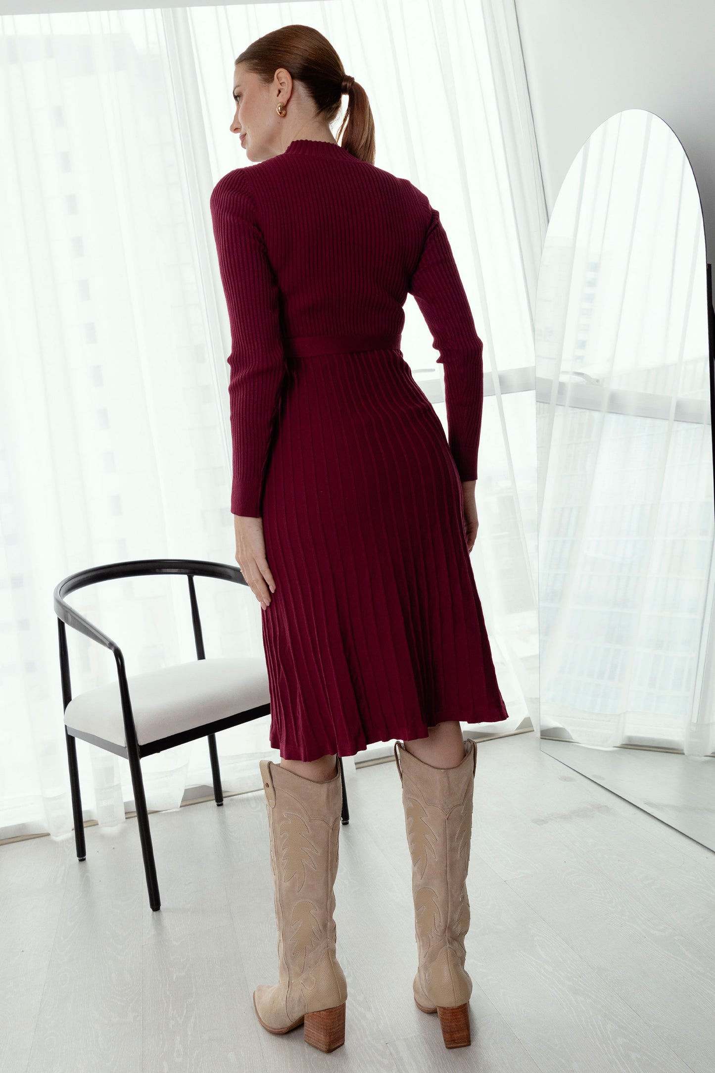 VESTIDO DE HILO FELICIA BORGOÑA