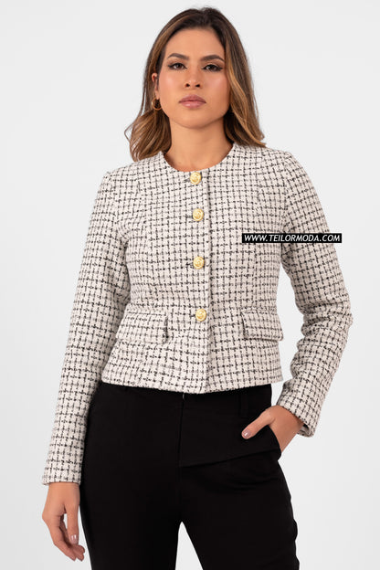 BLAZER CROPPED VICHY OLIVIA PERLA