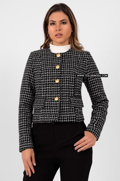 BLAZER CROPPED VICHY OLIVIA NEGRO