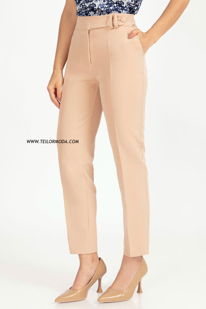 PANTALON CON PRETINA CRUZADA LUCIA BEIGE