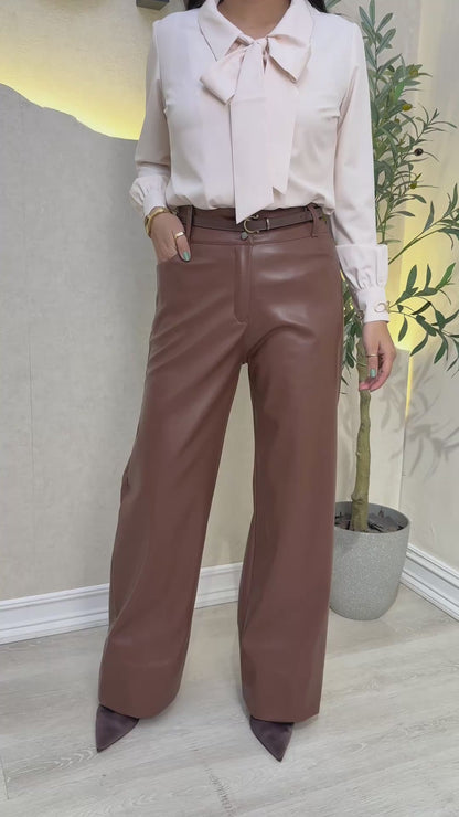 PANTALON DE CUERINA MARRON MAFER