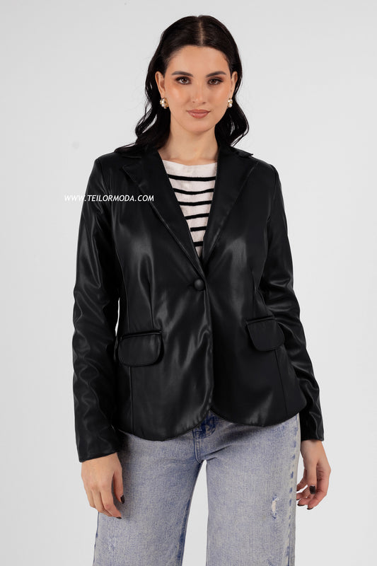 BLAZER DE CUERINA ISADORA NEGRO