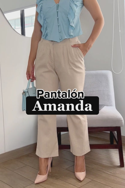 PANTALÓN DE LINO AMANDA BEIGE