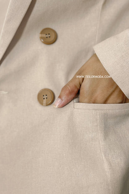 BLAZER DE LINO AMANDA BEIGE