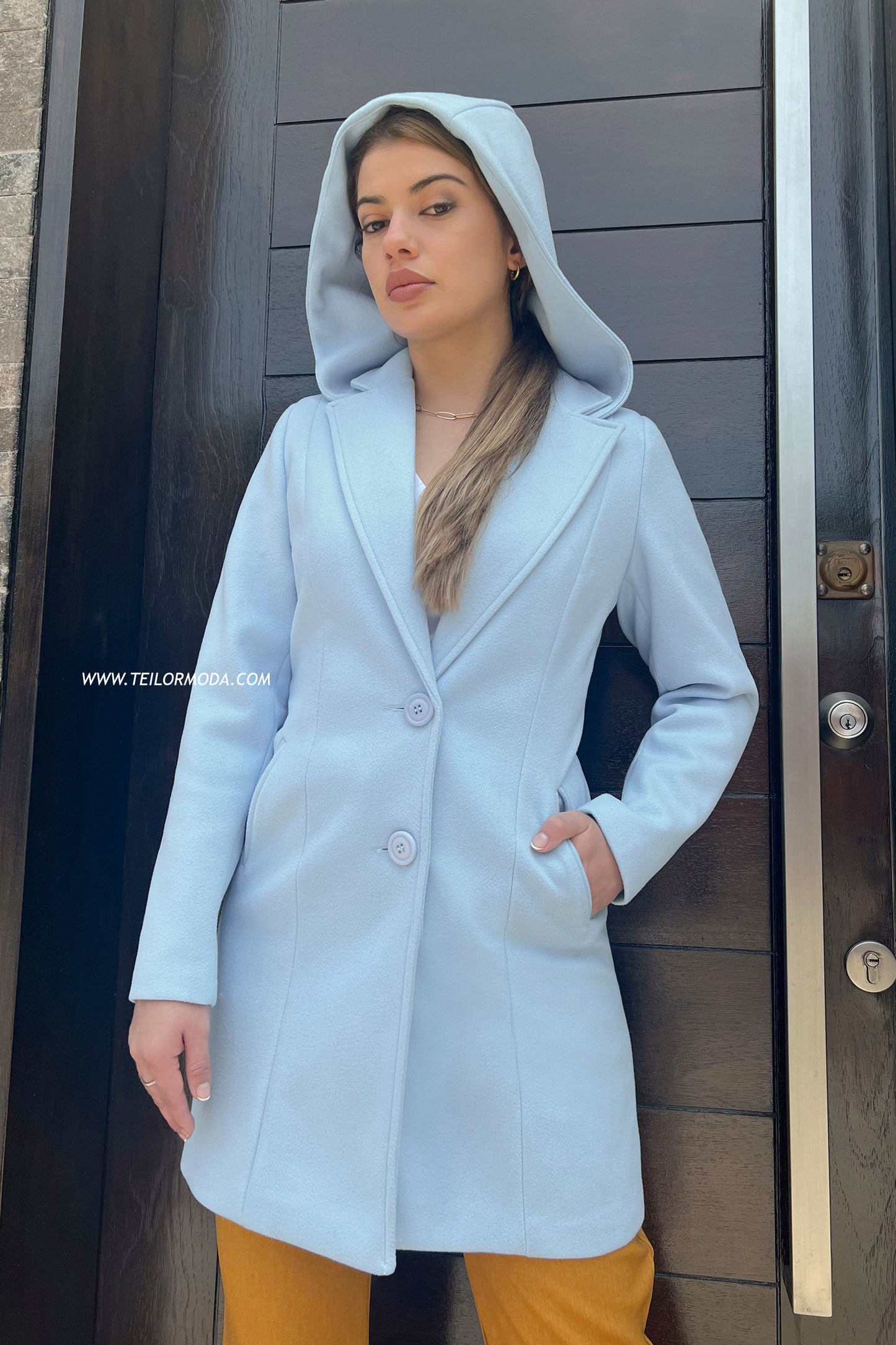 ABRIGO DE PAÑO BRIDGET CELESTE